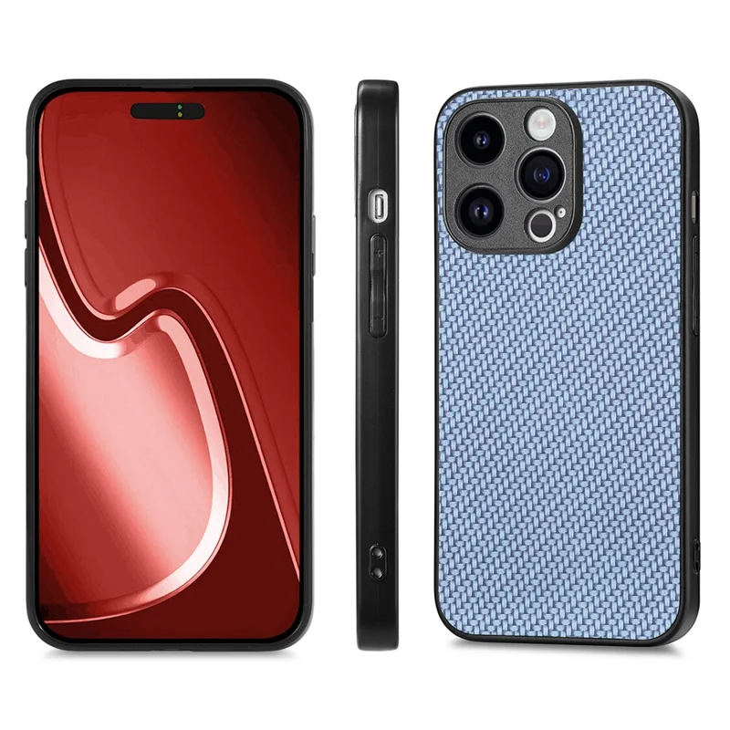 ENKAY HAT PRINCE для чехла телефона iPhone 15 Pro с высоким алюминиево-кремниевым стеклянным фильмом, углеродным волокном и кожей+PC - синий
