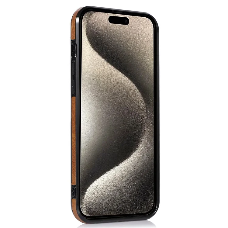 Für iPhone 15 Pro Max Case TPU+PU Handyhülle Logo View Design Stoßfest Schale - Braun