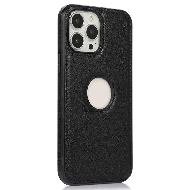 Coque antichoc pour iPhone 15 Pro Case TPU+PU Housse de téléphone avec design vue du logo - Noir