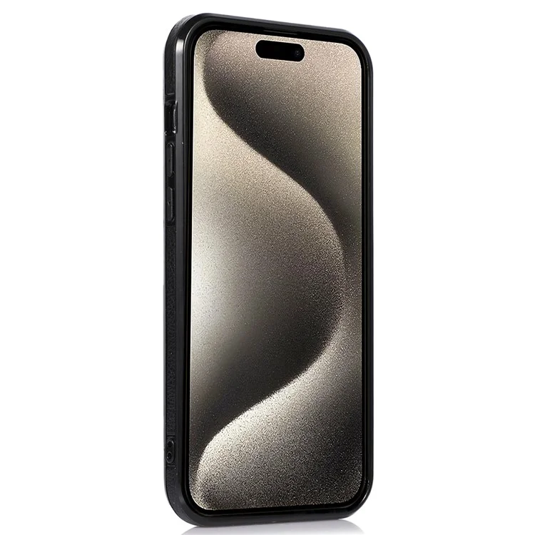 Coque antichoc pour iPhone 15 Pro Case TPU+PU Housse de téléphone avec design vue du logo - Noir