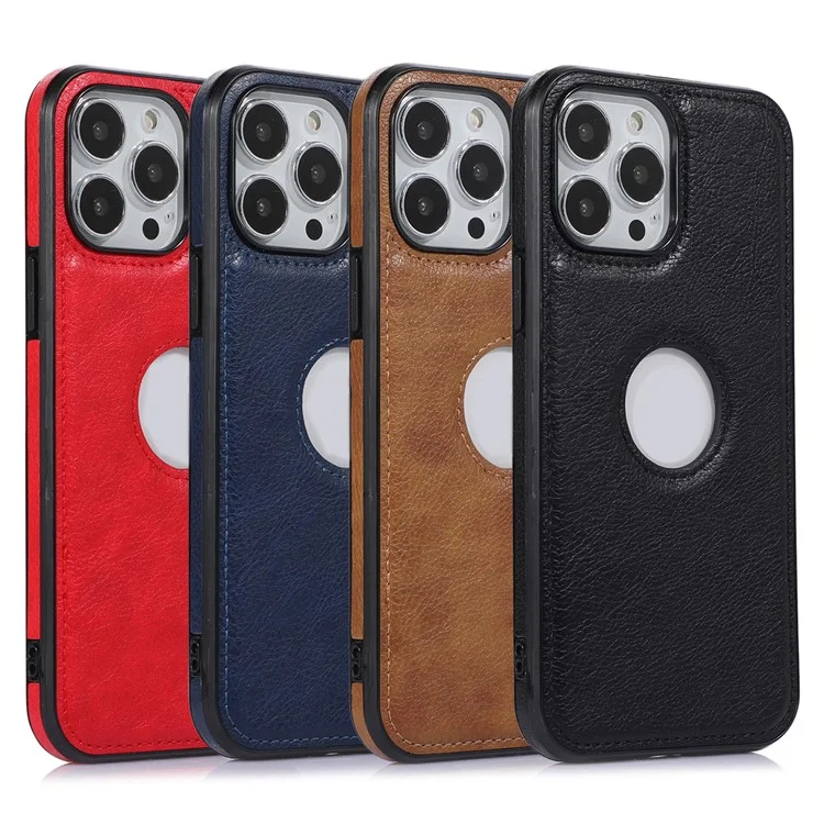 Coque antichoc pour iPhone 15 Pro Case TPU+PU Housse de téléphone avec design vue du logo - Noir