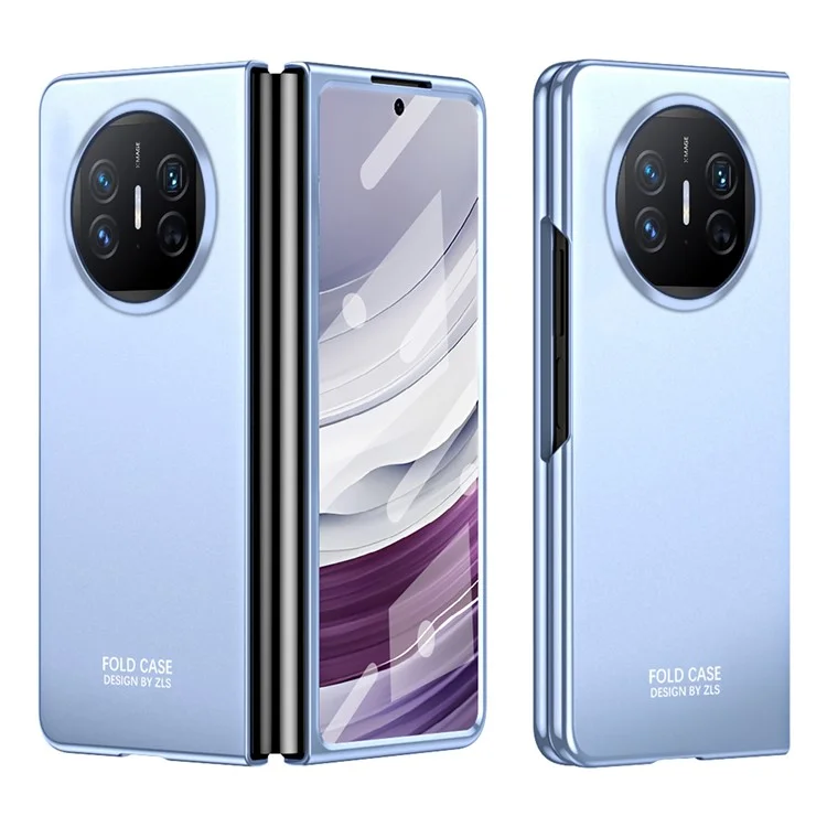 Para Huawei Mate X5 Funda Protectora de Teléfono Duro de PC Protección contra Caídas Funda Plegable de Teléfono con Película de Vidrio Templado - Azul