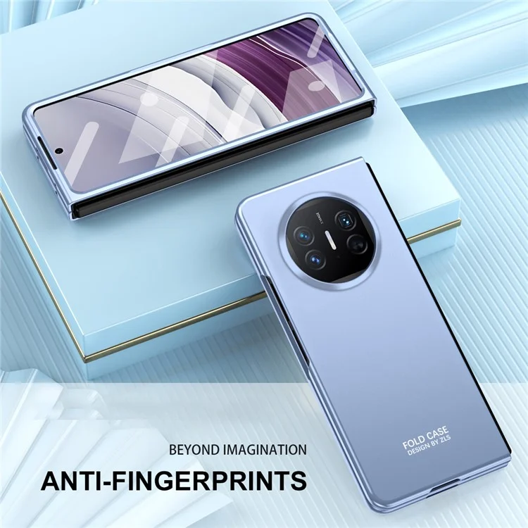 Para Huawei Mate X5 Funda Protectora de Teléfono Duro de PC Protección contra Caídas Funda Plegable de Teléfono con Película de Vidrio Templado - Azul