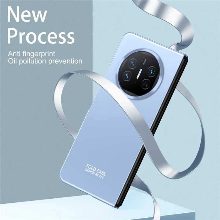Para Huawei Mate X5 Funda Protectora de Teléfono Duro de PC Protección contra Caídas Funda Plegable de Teléfono con Película de Vidrio Templado - Azul