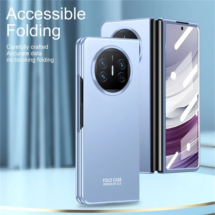 Para Huawei Mate X5 Funda Protectora de Teléfono Duro de PC Protección contra Caídas Funda Plegable de Teléfono con Película de Vidrio Templado - Azul