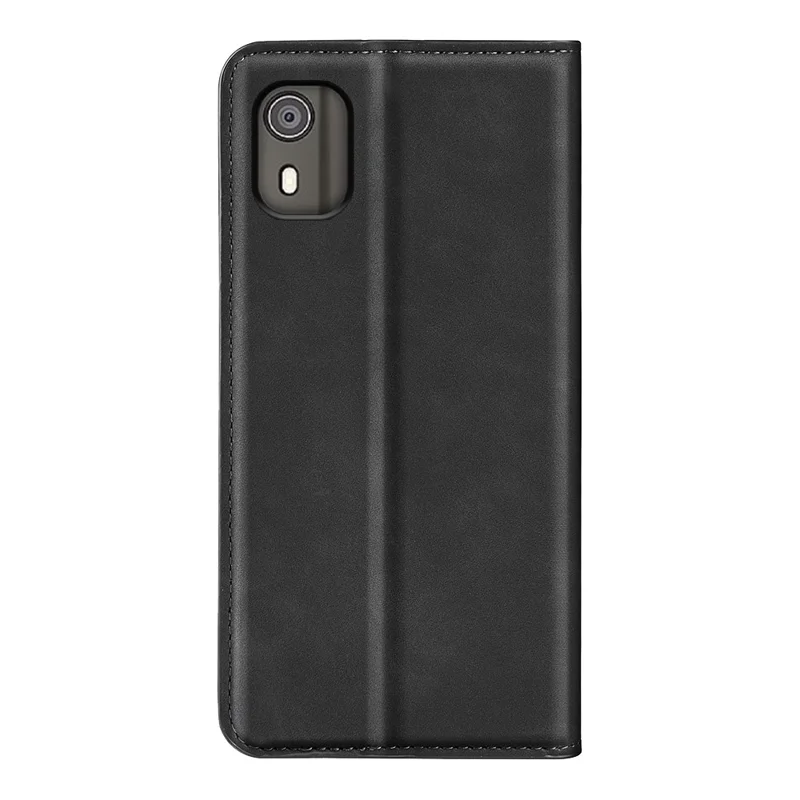 For Nokia C02 Skin-touch Feeling Wallet PU Leather Phone Case Stand Shockproof Phone Cover - Black