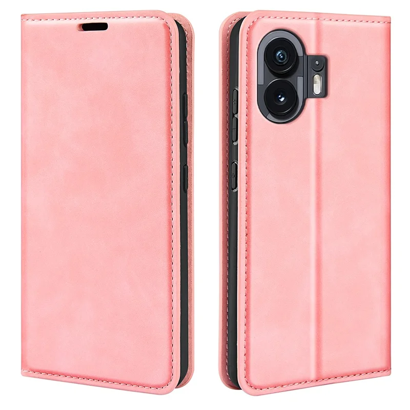 Funda de teléfono de piel de imitación para Nothing Phone (2), Cartera Soporte Antideslizante Tacto Suave Cubierta - Rosa