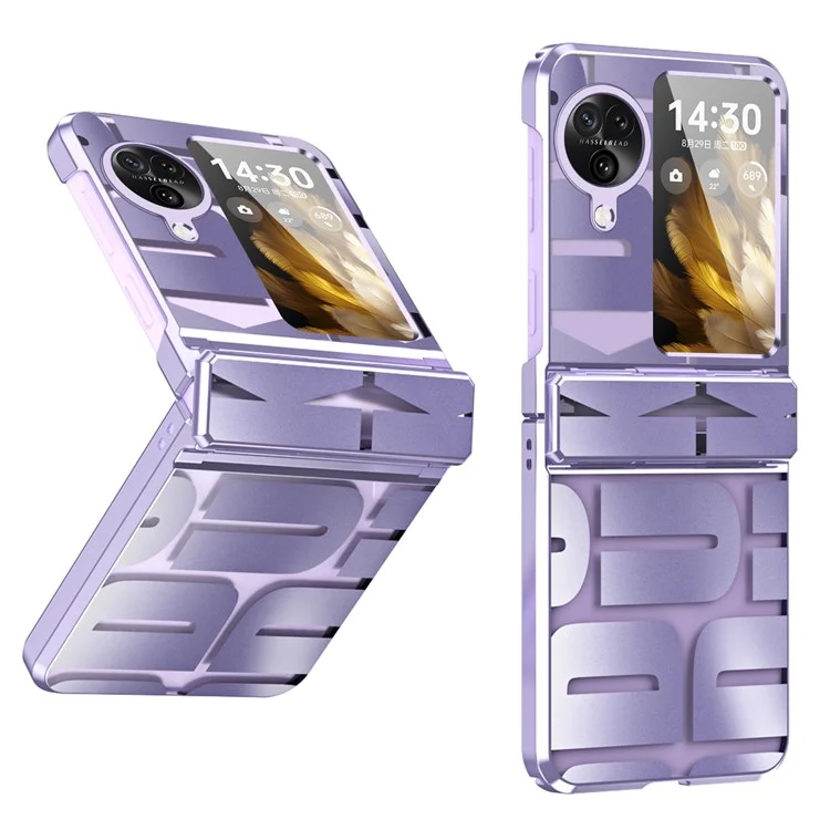 Für Oppo Find N3 Flip 5G Electroplating Folding Phone Case Hard PC Phone Cover mit Scharnier-Schutz - Lila