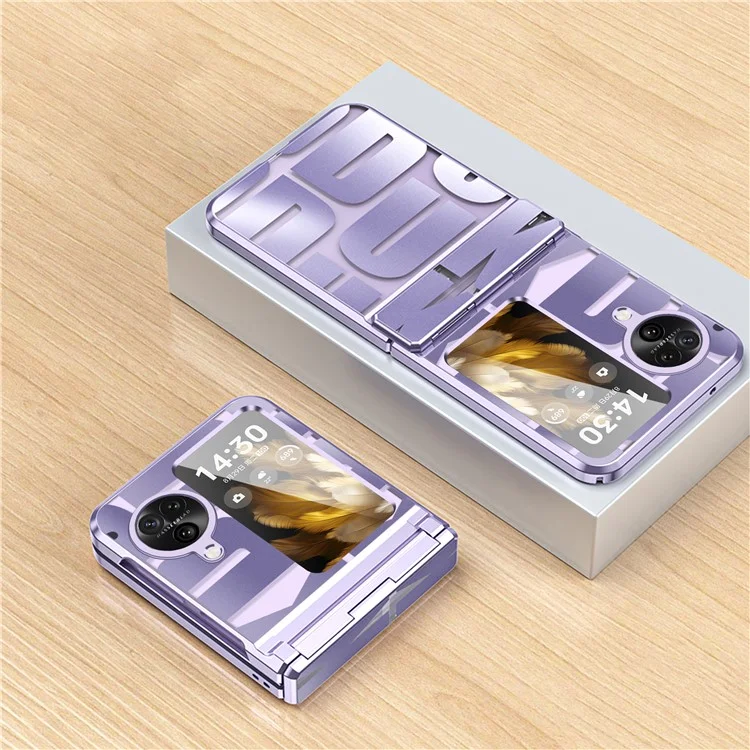 Für Oppo Find N3 Flip 5G Electroplating Folding Phone Case Hard PC Phone Cover mit Scharnier-Schutz - Lila
