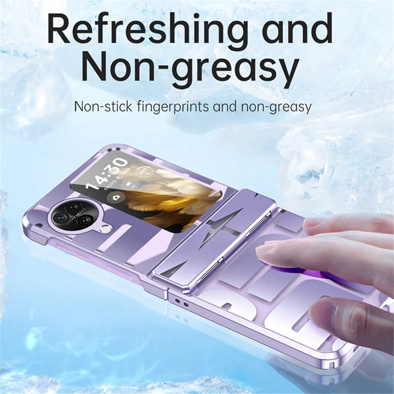 For Oppo Find N3 Flip 5G Electroplating Folding Phone Case Hard PC Phone Cover with Hinge Protection - Black