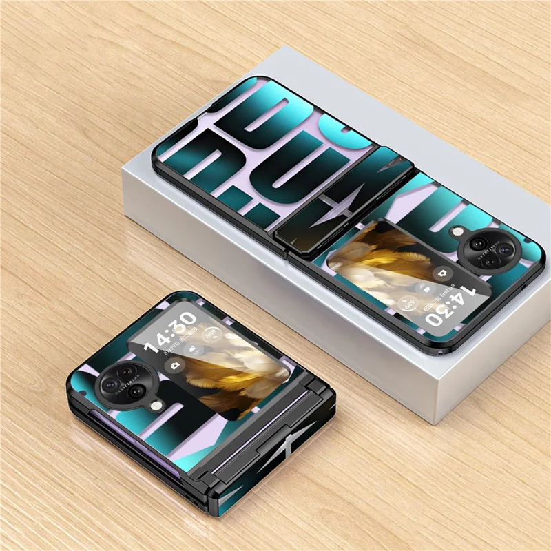 For Oppo Find N3 Flip 5G Electroplating Folding Phone Case Hard PC Phone Cover with Hinge Protection - Black