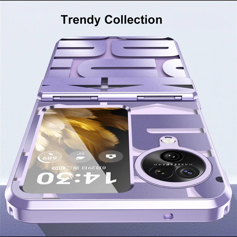 For Oppo Find N3 Flip 5G Electroplating Folding Phone Case Hard PC Phone Cover with Hinge Protection - Black