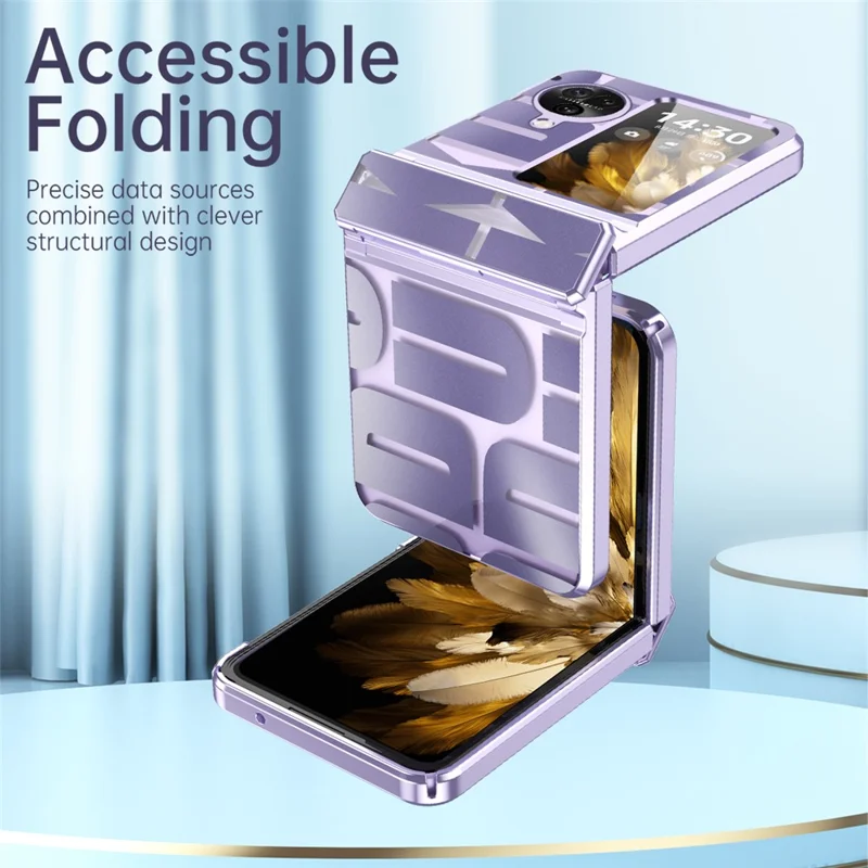 For Oppo Find N3 Flip 5G Electroplating Folding Phone Case Hard PC Phone Cover with Hinge Protection - Black