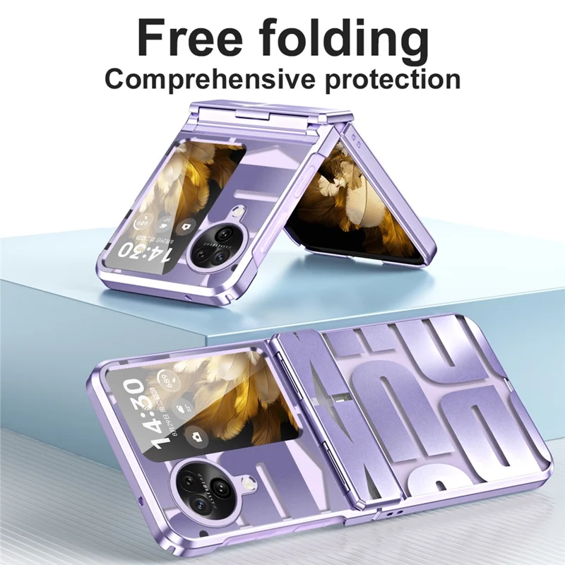 For Oppo Find N3 Flip 5G Electroplating Folding Phone Case Hard PC Phone Cover with Hinge Protection - Black