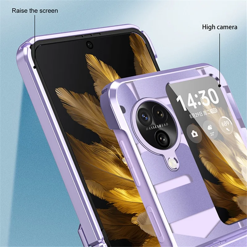 For Oppo Find N3 Flip 5G Electroplating Folding Phone Case Hard PC Phone Cover with Hinge Protection - Black