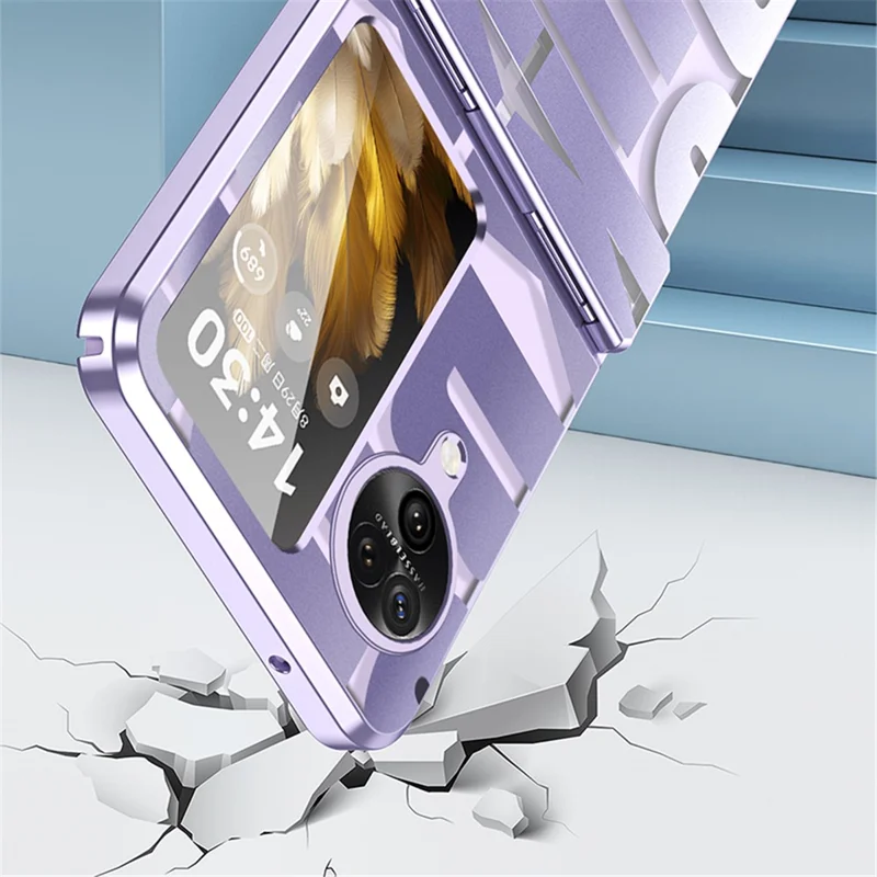 For Oppo Find N3 Flip 5G Electroplating Folding Phone Case Hard PC Phone Cover with Hinge Protection - Black