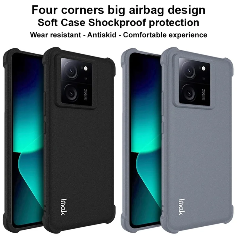 IMAK For Xiaomi 13T / 13T Pro Matte Phone Case Shock-absorbing Airbag TPU Phone Cover - Black