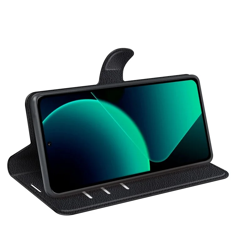 Für Xiaomi 13T / 13T Pro Fallschutz Litchi-Textur Stand Wallet Phone Case PU Leder Hülle - Schwarz
