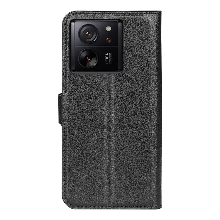 Für Xiaomi 13T / 13T Pro Fallschutz Litchi-Textur Stand Wallet Phone Case PU Leder Hülle - Schwarz