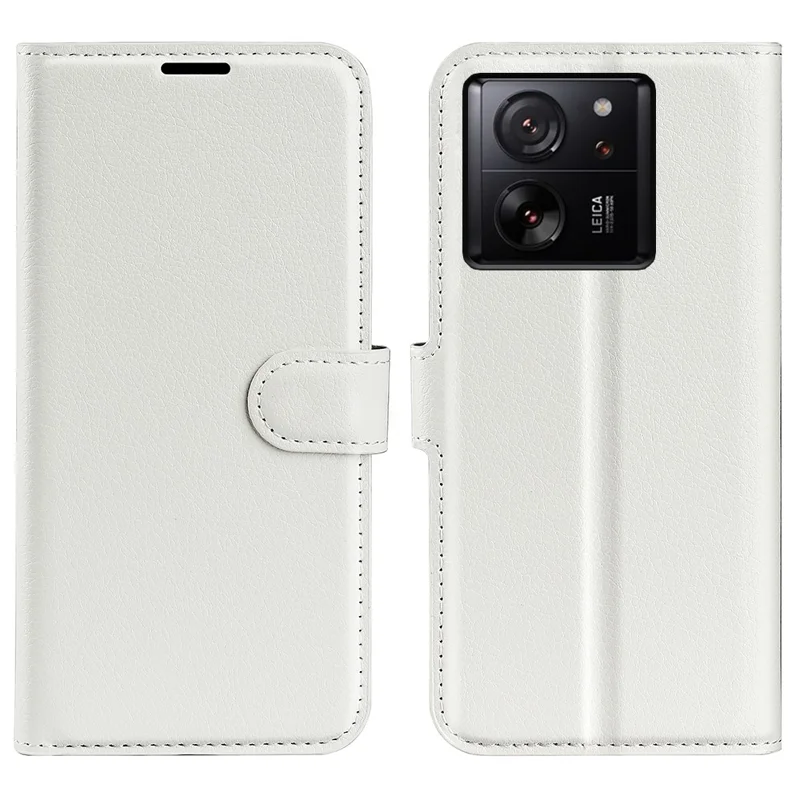 For Xiaomi 13T / 13T Pro Drop Protection Litchi Texture Stand Wallet Phone Case PU Leather Cover - White