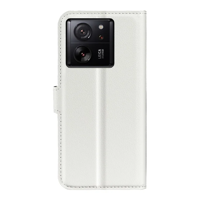 For Xiaomi 13T / 13T Pro Drop Protection Litchi Texture Stand Wallet Phone Case PU Leather Cover - White