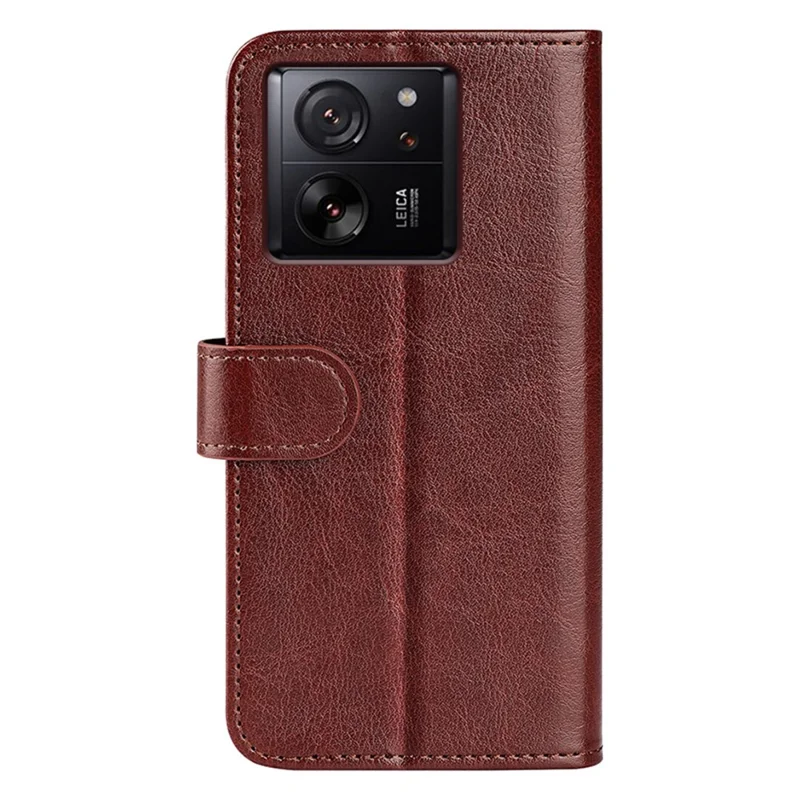 For Xiaomi 13T / 13T Pro / Redmi K60 Ultra PU Leather Cell Phone Cover Crazy Horse Texture Viewing Stand Wallet Case - Brown