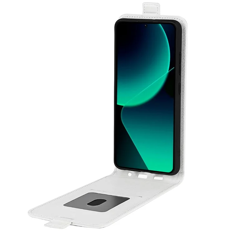 Für Xiaomi 13T / 13T Pro / Redmi K60 Ultra Vertikale Klapphülle mit Kartenfach Handyhülle Crazy Horse Textur Cover Lederetui - Weiß