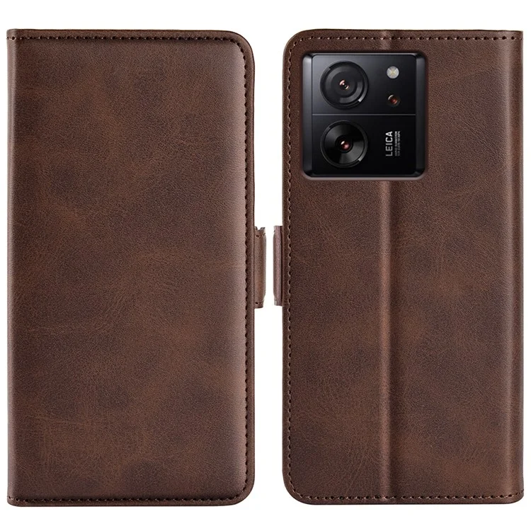 Para Xiaomi 13T / 13T Pro Protección contra caídas Textura de ternera Funda de teléfono de cuero Billetera Soporte Flip Case - Marrón