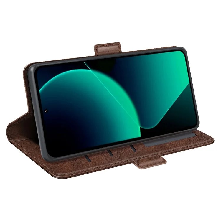 Para Xiaomi 13T / 13T Pro Protección contra caídas Textura de ternera Funda de teléfono de cuero Billetera Soporte Flip Case - Marrón