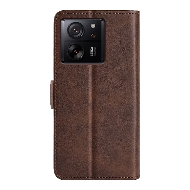 Para Xiaomi 13T / 13T Pro Protección contra caídas Textura de ternera Funda de teléfono de cuero Billetera Soporte Flip Case - Marrón