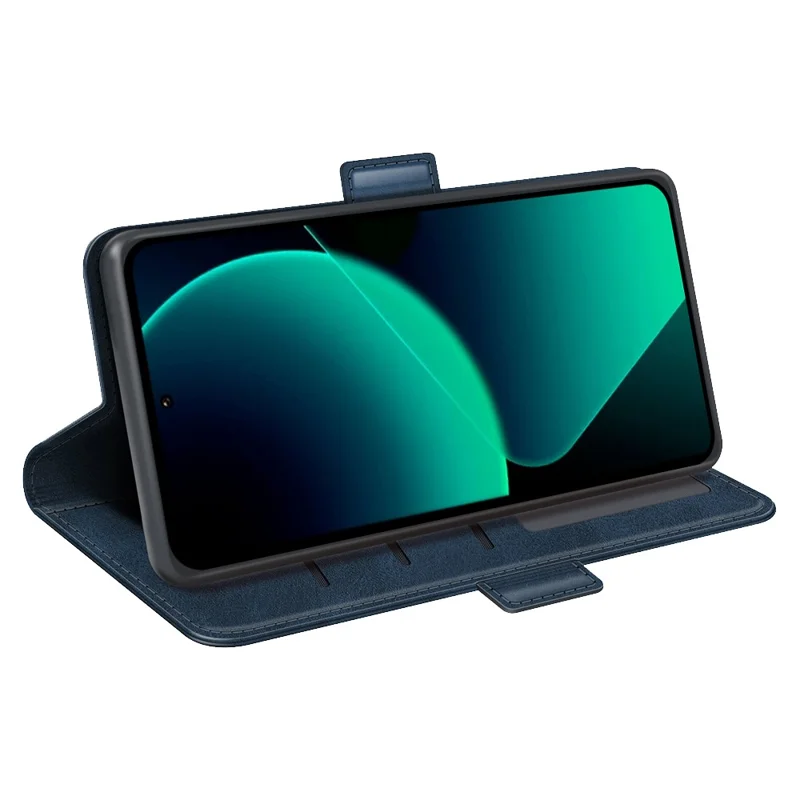 For Xiaomi 13T / 13T Pro Fall Protection Calf Texture Phone Cover Leather Wallet Stand Flip Case - Blue