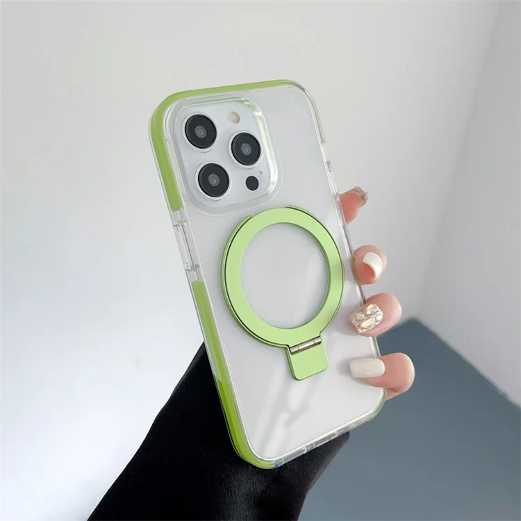 Для iPhone 15 Pro Max Case Acrylic+PET+TPU+Magnet Phone Cover Compatible with MagSafe - Зеленый