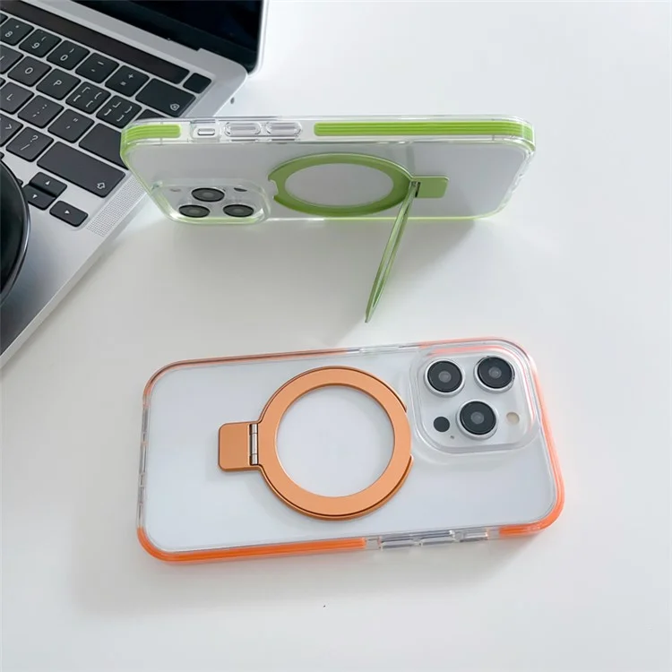 Для iPhone 15 Pro Max Case Acrylic+PET+TPU+Magnet Phone Cover Compatible with MagSafe - Зеленый