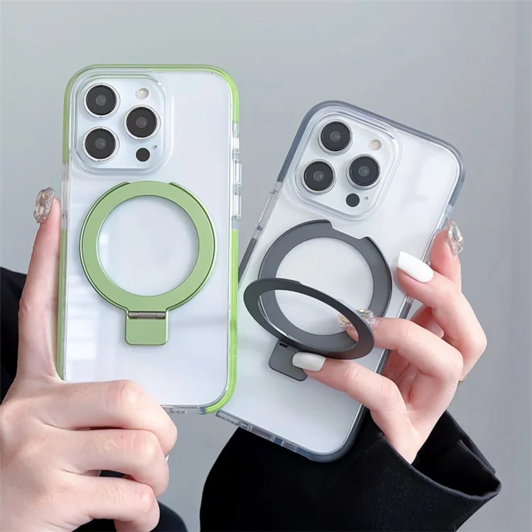 Для iPhone 15 Pro Max Case Acrylic+PET+TPU+Magnet Phone Cover Compatible with MagSafe - Зеленый
