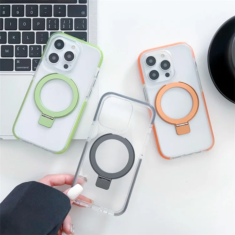 Для iPhone 15 Pro Max Case Acrylic+PET+TPU+Magnet Phone Cover Compatible with MagSafe - Зеленый