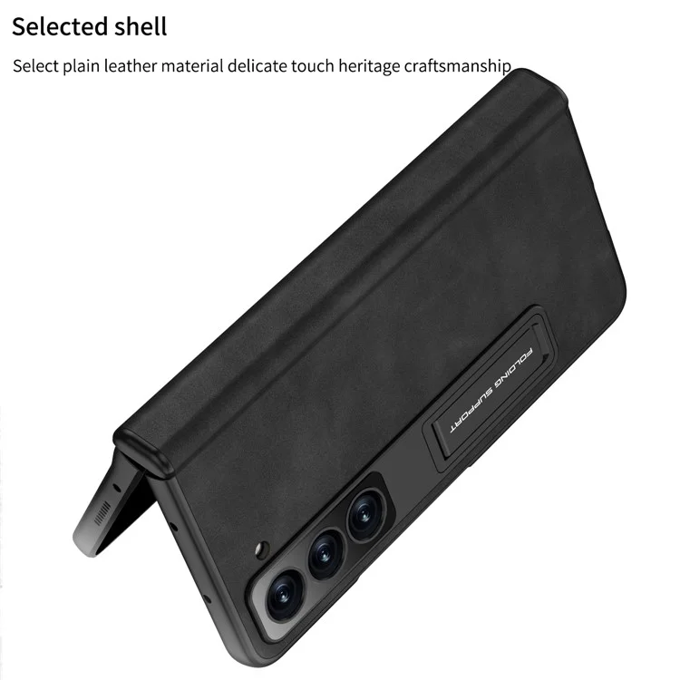 GKK Custodia per Samsung Galaxy Z Fold5 5G Cover in Pelle+PC Supporto Pieghevole con Pellicola Protettiva per lo Schermo Anteriore - Nero