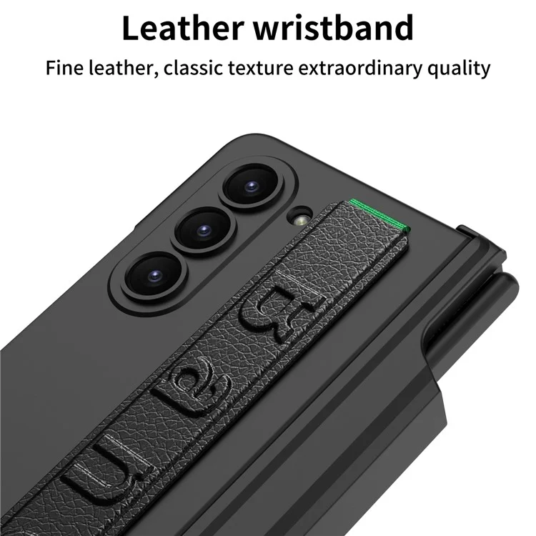 GKK Per Samsung Galaxy Z Fold5 5G Custodia PC Wristband Cover per telefono con pellicola protettiva dello schermo / Portapenna - Verde