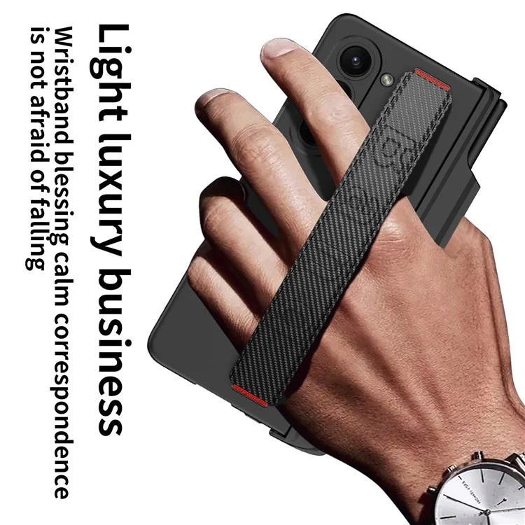 GKK Per Samsung Galaxy Z Fold5 5G Custodia PC Wristband Cover per telefono con pellicola protettiva dello schermo / Portapenna - Verde