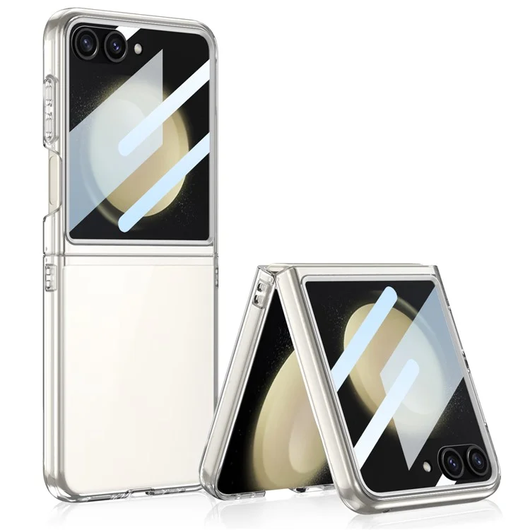 GKK Für Samsung Galaxy Z Flip5 5G Hülle Harte PC Telefonabdeckung mit kleinem Bildschirmfilm - Transparent