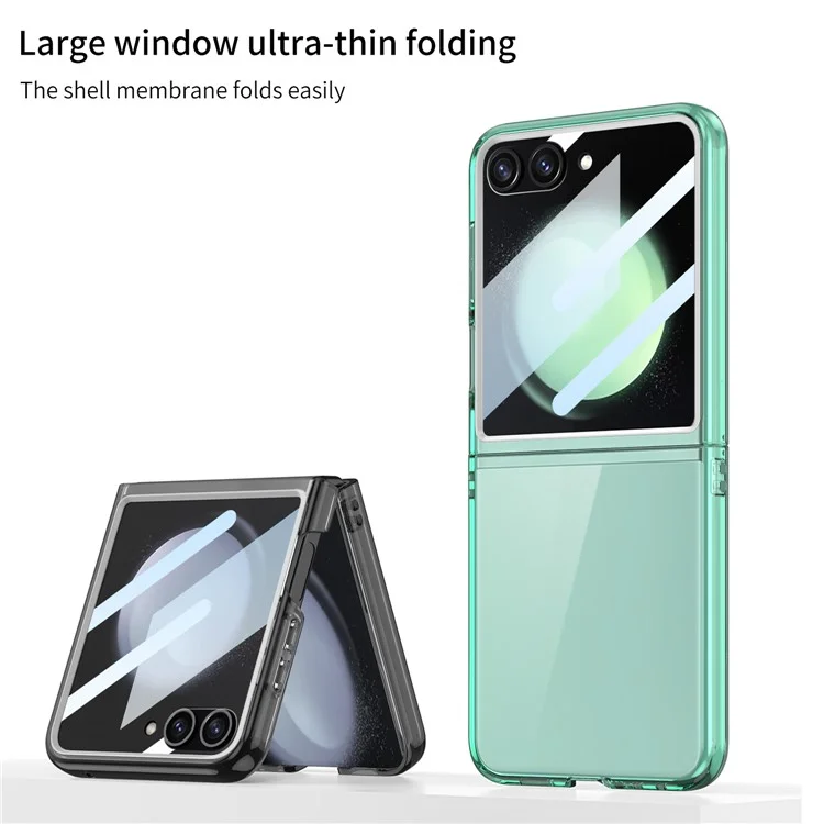 GKK Für Samsung Galaxy Z Flip5 5G Hülle Harte PC Telefonabdeckung mit kleinem Bildschirmfilm - Transparent