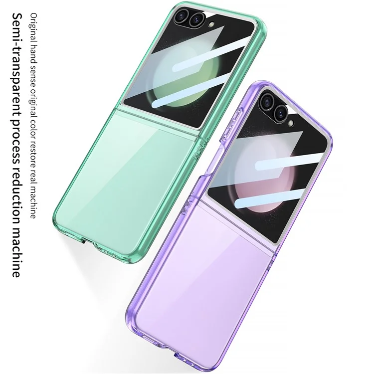 GKK Für Samsung Galaxy Z Flip5 5G Hülle Harte PC Telefonabdeckung mit kleinem Bildschirmfilm - Transparent