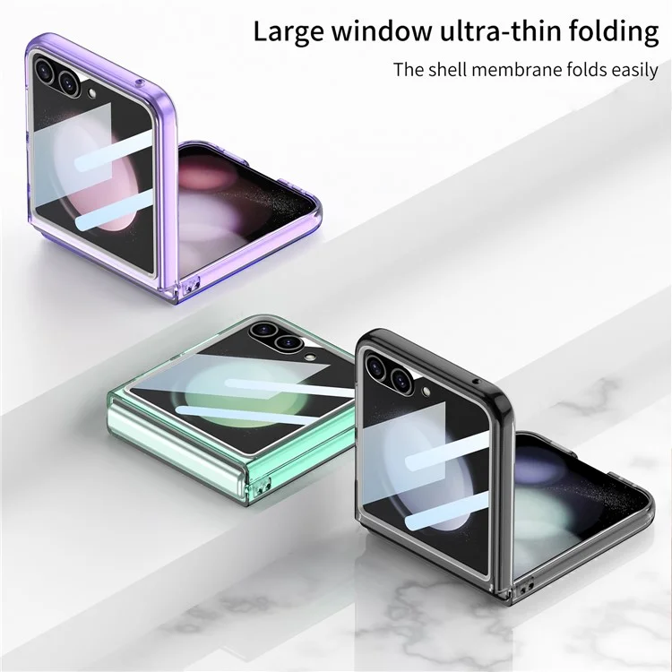GKK Für Samsung Galaxy Z Flip5 5G Hülle Harte PC Telefonabdeckung mit kleinem Bildschirmfilm - Transparent