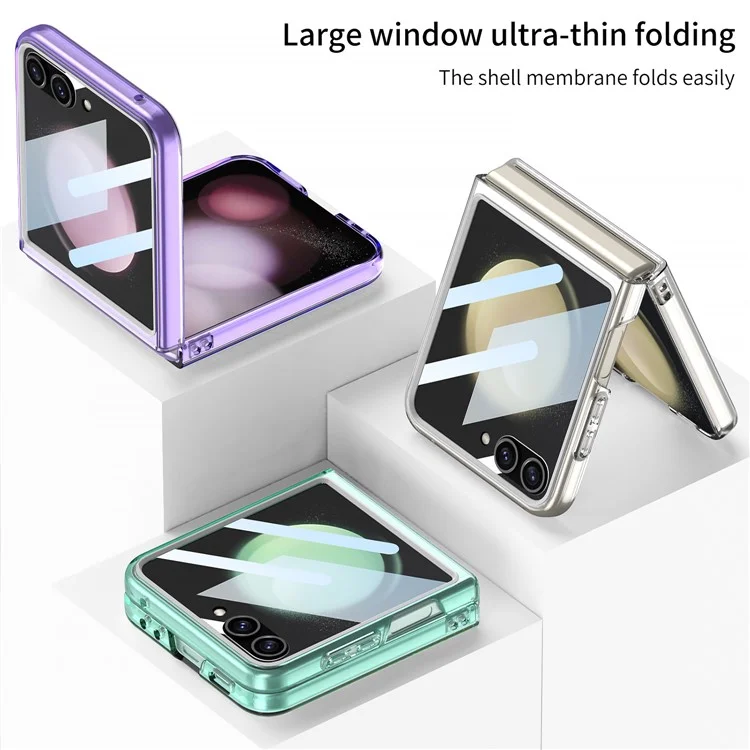 GKK Für Samsung Galaxy Z Flip5 5G Hülle Harte PC Telefonabdeckung mit kleinem Bildschirmfilm - Transparent
