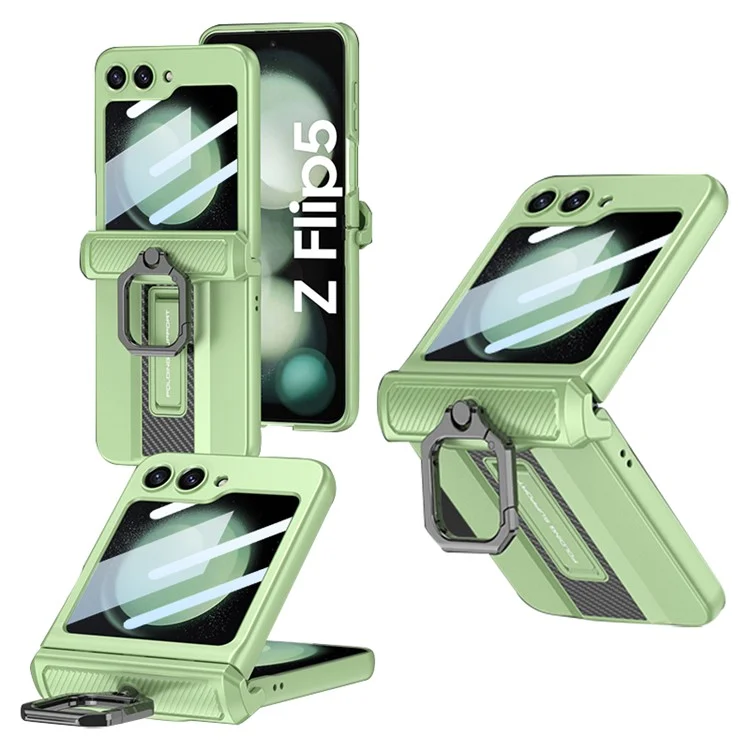 GKK para Samsung Galaxy Z Flip5 5G Funda Bisagra Magnética Cubierta de Teléfono PC con Película de Pequeña Pantalla - Matcha Green