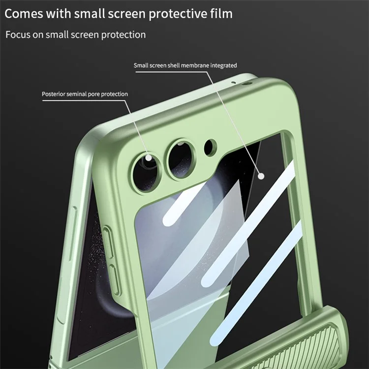 GKK para Samsung Galaxy Z Flip5 5G Funda Bisagra Magnética Cubierta de Teléfono PC con Película de Pequeña Pantalla - Matcha Green