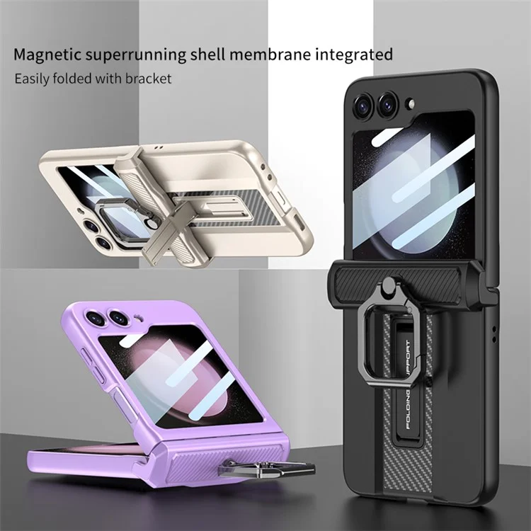 GKK para Samsung Galaxy Z Flip5 5G Funda Bisagra Magnética Cubierta de Teléfono PC con Película de Pequeña Pantalla - Matcha Green