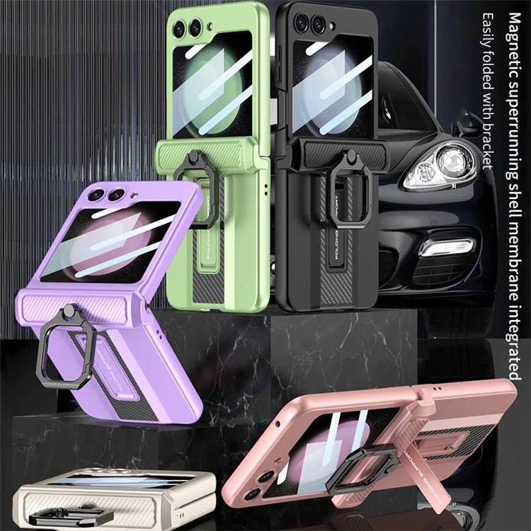 GKK para Samsung Galaxy Z Flip5 5G Funda Bisagra Magnética Cubierta de Teléfono PC con Película de Pequeña Pantalla - Matcha Green