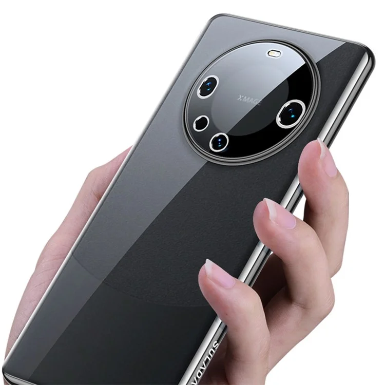 SULADA Per Huawei Mate 60 Custodia Protettiva Trasparente Bordo Dritto Copertura TPU Elettrolitica - Nero