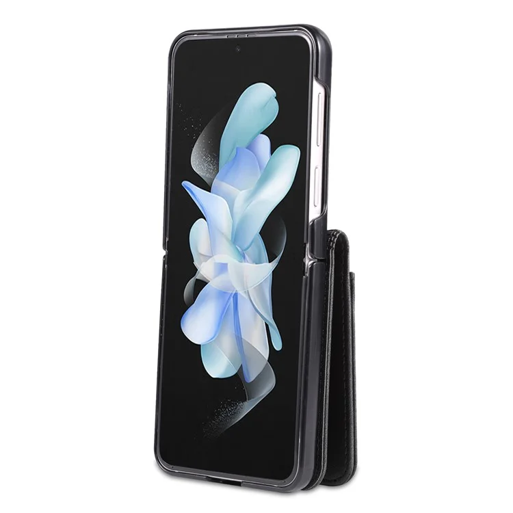 AZNS Для Samsung Galaxy Z Flip4 5G Чехол из искусственной кожи с держателем для карт - Черный