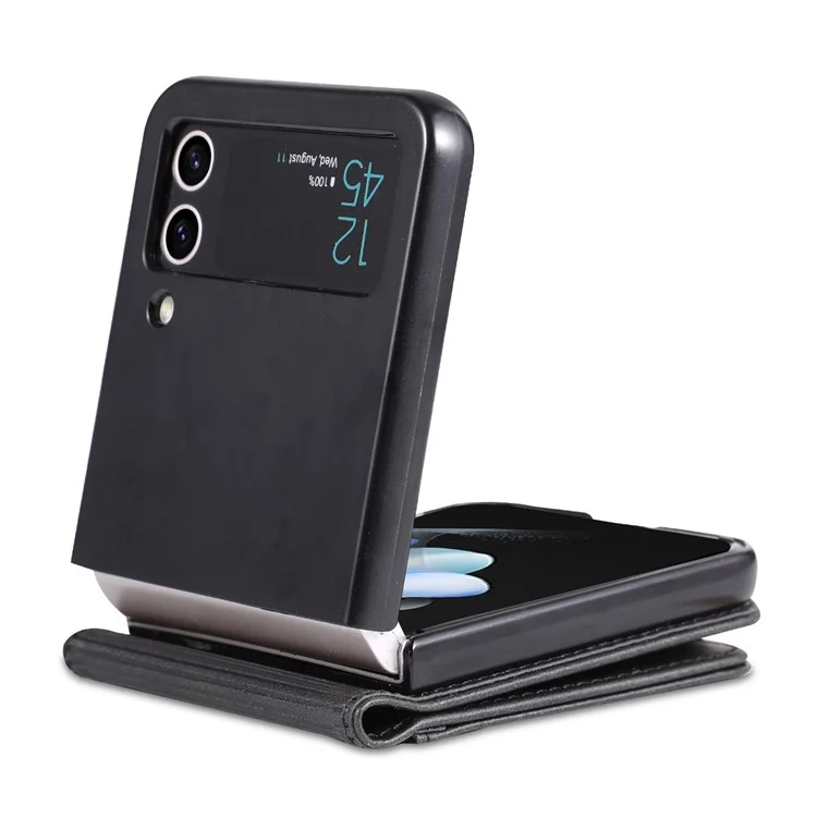 AZNS Для Samsung Galaxy Z Flip4 5G Чехол из искусственной кожи с держателем для карт - Черный